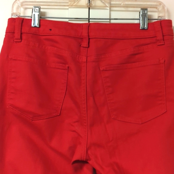 Talbots Red Denim Scalloped Ankle Pant Size 8P - Picture 6 of 11